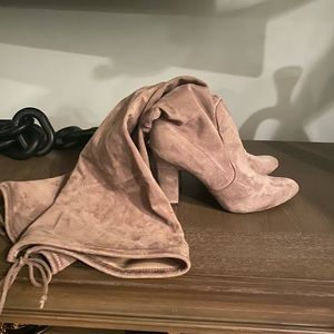 Unsaromi Tan Faux Suede Over The Knee Boots Size 10